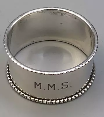 Round Napkin Ring 7/8  Wide Band  Sterling Silver Monogrammed MMS • $45