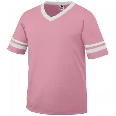 $11.95 • Buy Augusta V-Neck Baseball Jersey Striped Sleeves S-XL 2XL Tee Team Sport Mens 360