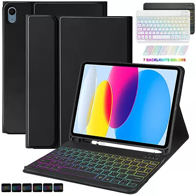 Bluetooth Backlit Keyboard Case Cover For IPad 5/6/7/8/9/10th Gen Air 4 5 Pro 11 • £13.19