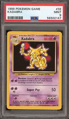 Pokemon Kadabra Base Set Unlimited #32 PSA 9 Mint • $8