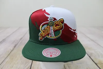 NWT Mitchell & Ness Seattle Super Sonics Paint Brush Splash Splatter Snapback • $34.99