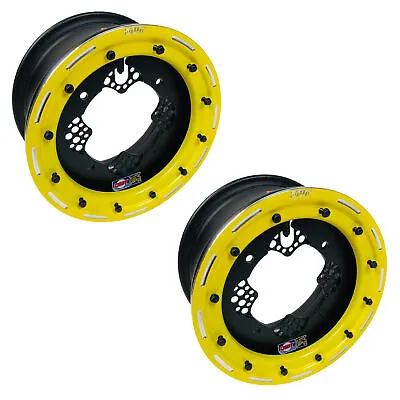 DWT ROK'N LOCK Front Yellow Beadlock Rims Wheels 10  10x5 4+1 4/156 YFZ 450 450R • $319.95