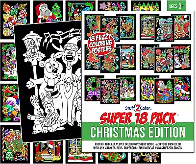 Super Pack Of 18 Fuzzy Velvet Coloring Posters (Christmas Edition) - Excellent F • $25.71