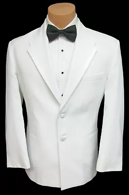 Men's White Oscar De La Renta Tuxedo Jacket Prom Wedding Groom Mason Cruise 39L • $34.99