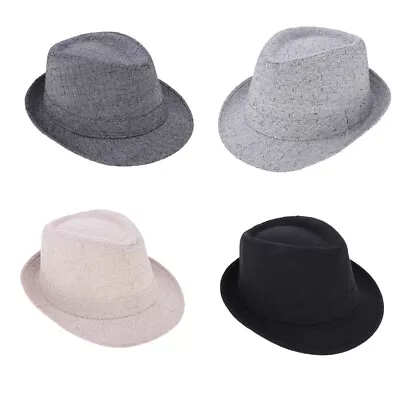 Retro Men Women Jazz Cotton Blend Trilby Bowler Fedora Gangster Panama Hat • $21.18