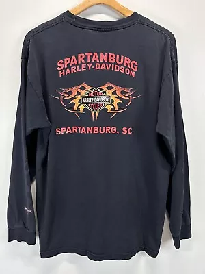 Vtg Men’s Harley Davidson Tshirt Sz XL Spartanburg SC Long Sleeve Flames • $25