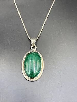 Sterling Silver And Malachite Pendant  • £20