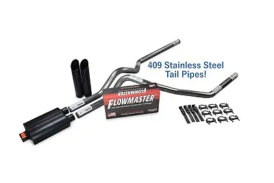 Chevy GMC 1500 96-99 2.5  Stainless Dual Exhaust Kit Flowmaster Super 40 BLK Tip • $405.15