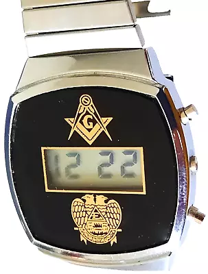 Digital Quartz Men's Watch W/ Gold Masonic Symbols On Dial • $29.95