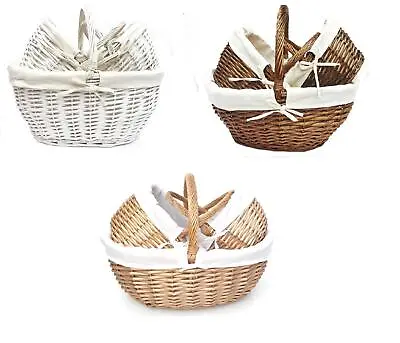 £9.99 • Buy Oval Wicker Easter Egg Garden Trug Basket Flower Fruit Basket With Handle