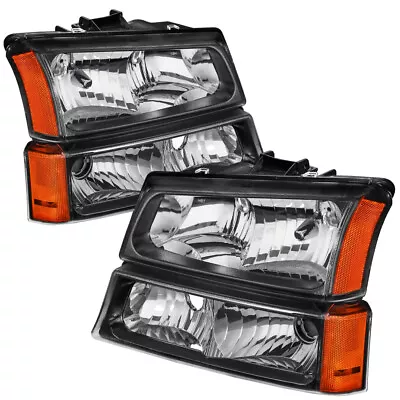 For 2003-2006 Chevrolet Silverado 1500 2500HD Blcak Headlights W/ Bumper Light • $56.90