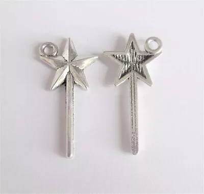10 X Fairy Princess Wand Magic Charms Jewellery Making Pendants Tibetan Silver • £2.09