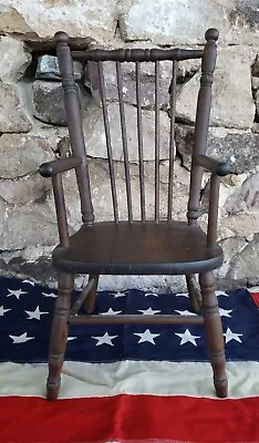 Antique Child’s Sized 24  H Wooden Chair Spindle Back Penns. Farm Primitive • $142.50