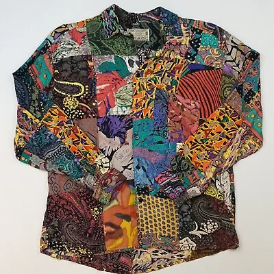 Retro Mens Shirt Hippy Abstract Crazy Vintage Small Regular Fit Allover Print • £24.99