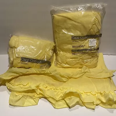 VINTAGE Ruffled Cape Cod Curtains 2 Pairs W/ Tiebacks JCPenney Buttercup 84 X 45 • $99.99