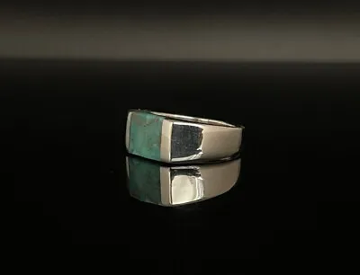Squared Turquoise Signet Ring 925 Sterling Silver Men’s Turquoise Ring All Sizes • $40.80