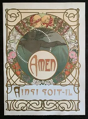 Alphonse Mucha's Le Pater: AMEN (Color Lithograph With Gold Metallic Ink) 1899 • $4000