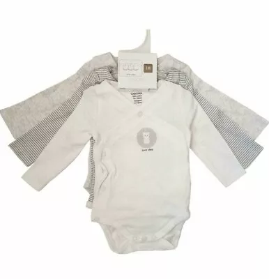 Baby Boys Girls 3 Pack Long Sleeve Obaibi Vests Bodysuits Rompers - Unisex • £8.99