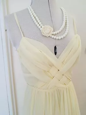 Marilyn Monroe Dress 6 8 Pale Lemon Sexy Bombshell Strappy Floaty Beach Summer • $38