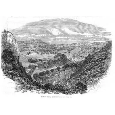 DERBYSHIRE Matlock Bath From High Tor - Antique Print 1866 • £9.99