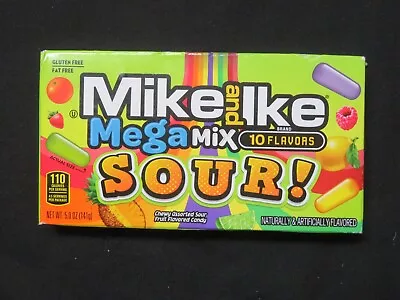 (1) Box Mike & Ike Mega Mix 10 Flavors SOUR Candy 5 Oz Movie Theater Size ! • $7.95