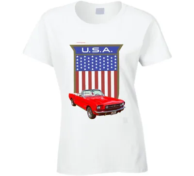 Usa 1965 Mustang Convertible Premium 66 Gt Gift Red Ladies T Shirt • $26.99