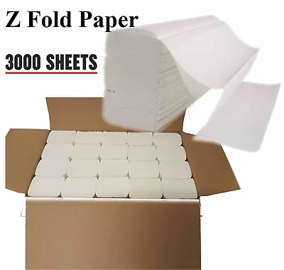 Luxury White 2ply Z Fold Paper Hand Towels Multifold Tissue Paper Case Of 3000 • £21.95