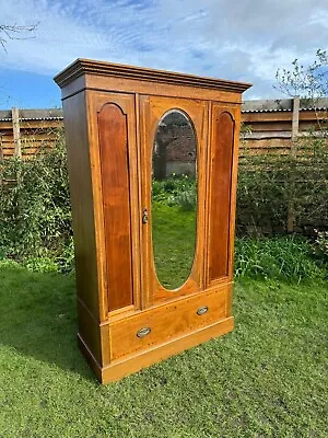 Antique Double Mahogany Wardrobe Mirror Blue Interior • £345