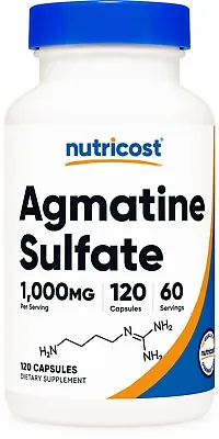 Nutricost Agmatine Sulfate 1000mg 120 Capsules 60 Servings - 500mg Per Capsule • $13.98