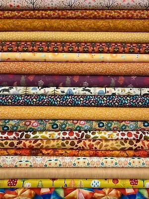 £3.50 • Buy Autumn Cotton Fabric Mixed Fall Patchwork Quality For Craft And Dressmaking