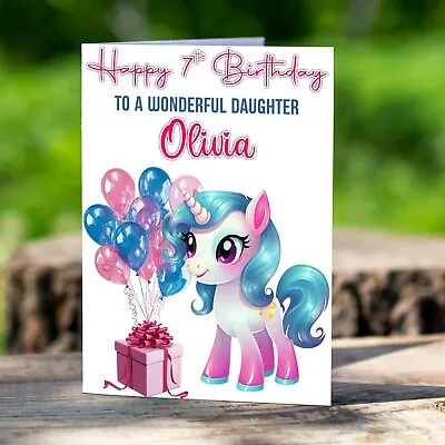 Unicorn Birthday Personalised Card Daughter Niece 2nd 3rd 4th 5th 6th 7th 8th • £2.98