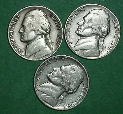 1939-D 1949S 1938  JEFFERSON NICKELs    ( SEMI KEYS )    #GST4 • $10.95