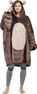 Fleece Hoodie Sweatshirt Wearable  Blanket W/ Hood Sleeves Pocket Bathrobe • $44.99