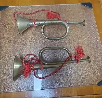 2 Vintage Brass Bugle Horns  Wall Art Home Decor Made In India • $10