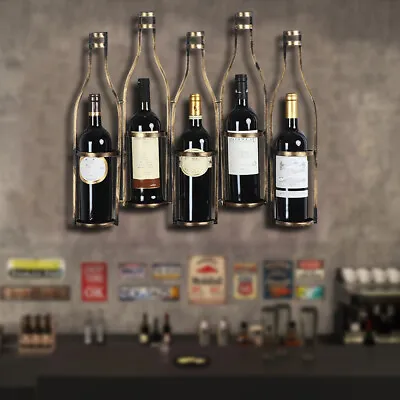 5-Bottle Kitchen Wine Rack Metal Wall Mounted Wine Storage Holder Display Stand  • $33.99