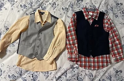 Lot Of 4 EUC Gymboree George Button Down Shirt Vest Waistcoat Boy Sz 5 6 Cotton • $6.99