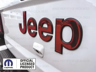 Jeep Gladiator Tailgate 3D RAISED Emblem Overlay Decal Ruby Red Chrome FK3Q5 • $26.96