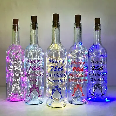 Personalised Birthday Light Up Bottle 16th 18th 21st 25th 30th 40th 50th 60th • £14.49