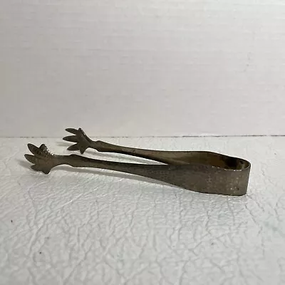 Vintage Hammered Chicken Claw Sugar/Ice Cube Tongs Metal Barware 6.75” • $11.90