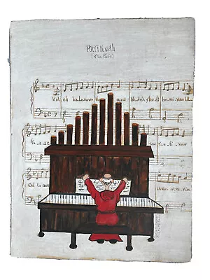 Jewish Oil Painting The Hope 1977 Organ Player Judaismus • $200