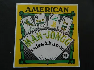 1976 American Mah Jongg Rules Game Card Rare • $15.95