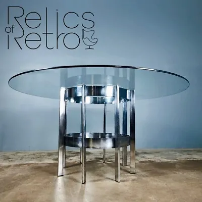 Merrow Associates Chrome Glass Dining Table The Preece 378g Richard Young Retro • £595