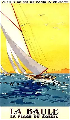France 1930 Sailing La Baule La Plage Vintage Poster Print Tourism Decor Art • $26.89