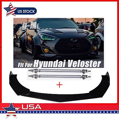 For Hyundai Veloster 2012-2020 Front Bumper Lip Glossy Black Body Kit Spoiler • $39.99