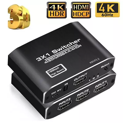 3 Port Mini HDMI Switcher Splitter 4K*2K 3D 3-in-1 HDMI Switch Selector IR Hub • $19.55