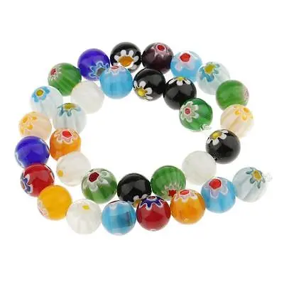 Mixed Color Millefiori Lampwork Glass Round Bead Loose Spacer Bead For Jewelry • £6.11