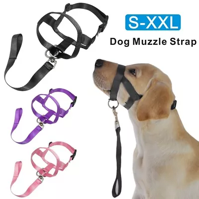 Pet Dog Muzzle Halti Style Head Collar Straps Dog Pulling Halter Training Reigns • £5.99