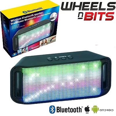 2x 3 Watt Boombar Portable Bluetooth Wireless Speaker With Built In LED's & Aux • £24.99