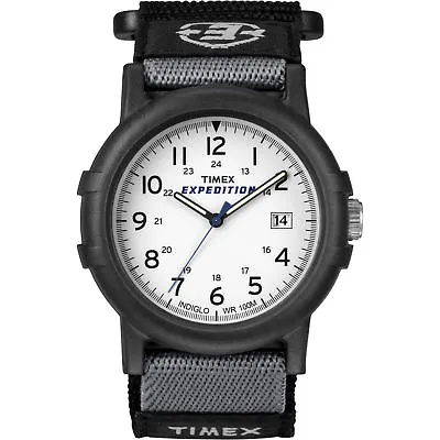 Timex T49713 Men's  Expedition Camper  Black Wrapstrap Watch Indiglo Date • $35
