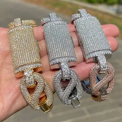 Mens Iced Blinged Out Baguette Link Hip Hop Designer Cuban Chain Bracelets • £60.80